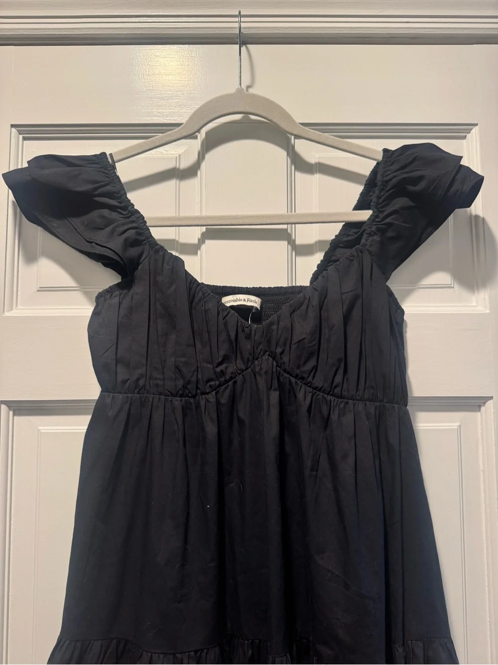 NWT Abercrombie & Fitch Black Poplin Tiered Midi Dress XS Petite $49